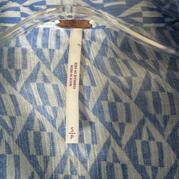 Free People Rillo Blue Beach Shirt Dress Size Small Long Bell Sleeve Wrap - Picture 5 of 11